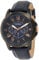 Fossil Grant uhr für Herren, Quarz-Chronographenwerk, mit Edelstahl- oder Lederarmband, Blau und Schwarz, 44MM