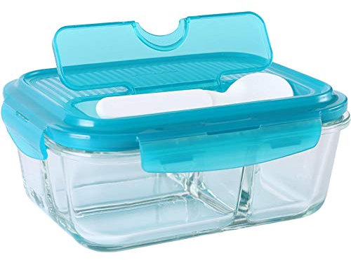Lonchera de vidrio para el almuerzo Caja de almuerzo separada Especial para calentamiento por microondas@550ml