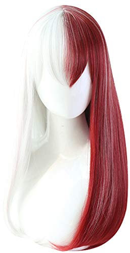 OSIAS Anime Cosplay Perücke, Halloween Perücke, mit kostenlosem Perückenständer (Todoroki-Straight, 54-61 cm, Synthetische Faser)