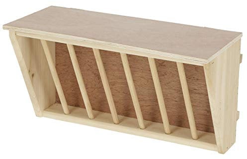 Kerbl Heuraufe (L x B x H 37 x 17 x 20 cm, mit Sitzbrett, aus unbehandeltem Holz, für Kaninchen) 81799
