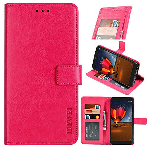 Zte Blade V2020 Smart Premium Leather Wallet Case [Card Slots] [Kickstand] [Magnetic Buckle] Flip Folio Cover for Zte Blade V2020 Smart Smartphone(Rose red)