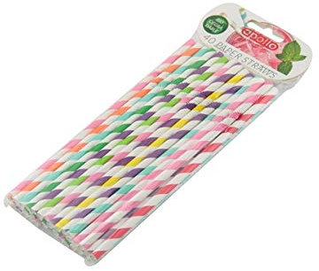 APOLLO Flexi Paper Straws-Stripe pk40