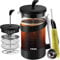 YiiMO French Press Coffee Maker, 34 Oz Large Vycor Glass Pitcher 4 Level Filter System Café Carafe Tea Pot with Stainless Coffee Spoon and Cleaner Brush for Hot or Cold Brew