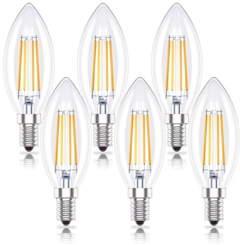 Huoqilin 4W E14 Dimmable Led Bulb, SES Small Edison Screw Candle Light Bulbs, 40W Incandescent Equivalent,2700K Warm White,400lm,Pack of 6