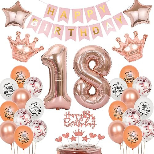 Palloncini 18 Anni Compleanno ragazza Oro Rosa decorazioni compleanno 18 anni ragazza palloncini 18 anni ragazza 18 Anni Palloncini Compleanno 18 anni Decorazione torta 18 anni ragazza Oro Rosa