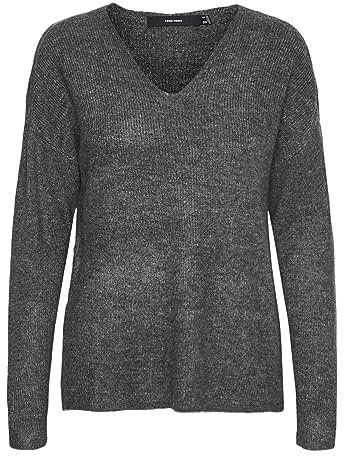 VERO MODA Strick Pullover V-Ausschnitt Langarm Sweater Knitted Jumper VMCREWLEFILE