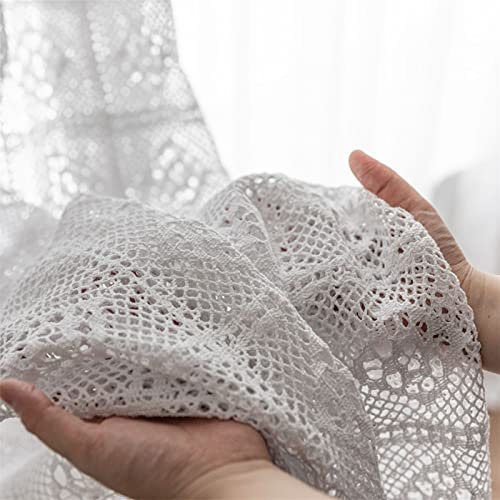 Rideaux bohèmes vintage en dentelle crochet pour salon et terrasse - 1 panneau de 140 x 200 cm (l x H)
