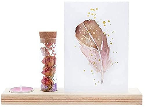 BloomPost Bloomemory Candle - Briefkasten Trockenblumen - Inklusive Duftkerze, Glaskuppel mit Trockenblumen + Holzständer - Erklärung & Styling-Tipps