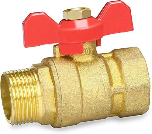 drado Kugelhahn Messing 3/4 Zoll mit Flügelgriff, Kugelhahn 3/4 IG/AG DN20 PN16 für Wasserleitungen/Wasserhahn