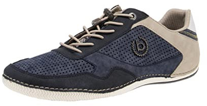 bugatti Herren Casual Sneaker mit Flexibler Sohle, Schnürschuh mit Memory Foam, Elastische Schnürsenkel, Dark Blue Blue, 42 EU