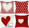 GEEORY Valentinstag-Kissenbezüge, 45,7 x 45,7 cm, 4 Stück, für Valentinstag, Dekoration, rote weiße Streifen, Punkte, Liebesherz, Valentinstag, Dekoration, Valentinstagsdekoration