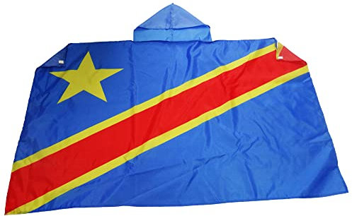 AZ FLAG Drapeau République Démocratique du Congo 150x90 cm - Cape Drapeau Congolais 100% Polyester Avec Manches Intégrées - Body Flag 80g
