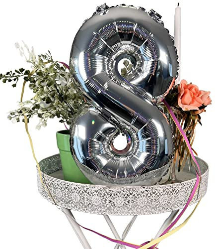 DIWULI Luftballon 8 Jahre Silber Geburtstag Party-Deko