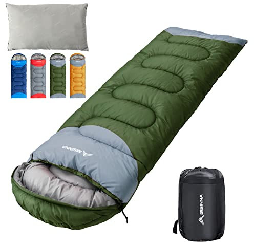 BISINNA Schlafsack 1.9kg 4 Jahreszeiten Wasserdichter Warmer Deckenschlafsack mit Kompressionssack für Erwachsene, Damen, Herren Outdoor Camping, Wandern, Rucksackreisen