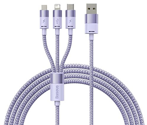 Baseus StarSpeed 3-in-1-USB-Kabel – USB-C, Micro, Lightning, 3,5 A, 1,2 m, Violett