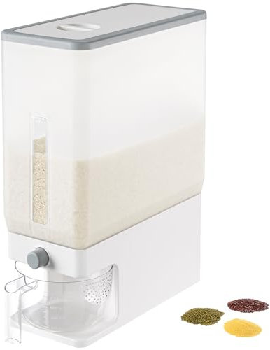 Lifewit Rice Container 25.4 Lb(11.3kg), Rice Dispenser with Visible Barrel, Rice Storage Container, Airtight Moisture Proof Rice Bucket, Grain Soybean for Kitchen Pantry Countertop Organization