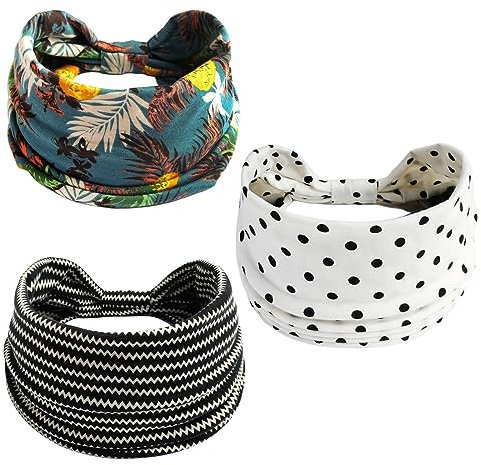 Scicent Stirnband Damen Sport, 3 Stück Haarband Dünn, Haarbänder Workout Yoga Haarschmuck Headband Sommer (Boho) - 13939