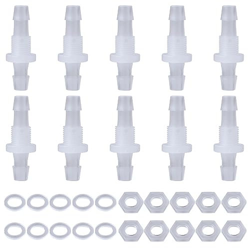 10 Confezioni 6mm Thru-Bulk Bulkhead Raccordi Portagomma Plastica Raccordi per Tubi Flessibili Raccordi Connettore Tubo per Acquario Giardino Laboratorio