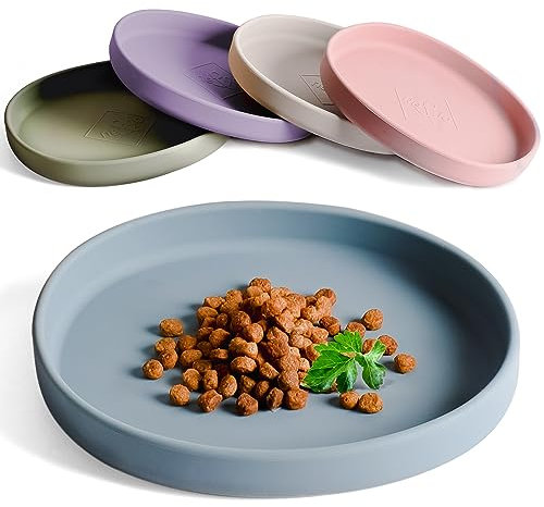 Ne&no Silicone Feeding Bowl for Small Dogs and Puppies, Flat and Wide for Dry and Wet Food, Travel and Camping Bowl (Steel Blue)