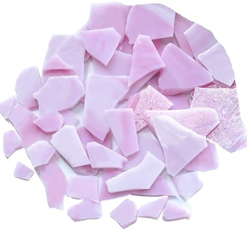 Mosaiksteine 7 Oz/200 G Polygonale Mosaikfliesen DIY Prozess Farbige Fragmente Glasfliesen Unregelmäßig geformte Fragmente (Color : Pink)