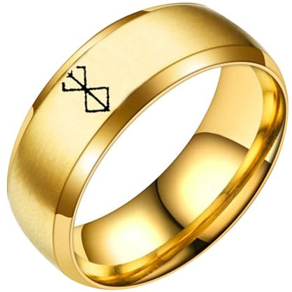 Westtrend Berserk Guts Ring - Anime Logo Charakter Totenkopf Ritter Finger Ring - Cosplay Prop Schwarzer Schwertkämpfer Laser Carving Trendy Dekoration