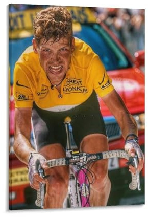 SECOLI Jan Ullrich Poster auf Leinwand, Motiv Deutscher Rennrad-Rennfahrer, Wandkunst, Gemälde, geeignet für Schlafzimmer, Wohnzimmer, Büro, Dekoration, 60 x 90 cm, Rahmenstil