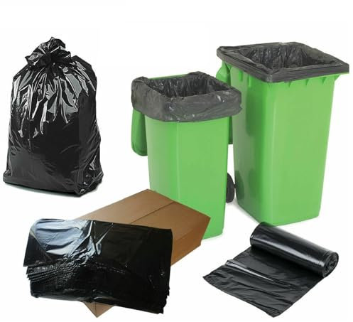 ARA CHOICE Heavy Duty Wheelie Bin Bags Liners Roll Waste Refuse Sacks Food General Indoor Outdoor Plastic Rubbish Bag 29x15x33x 25mu/100 Gauge (20)