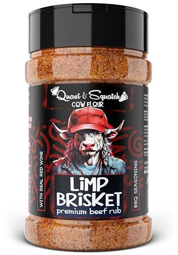 Beef Rub by Quasi & Squatch - Limp Brisket (Smokey Peppery Red Wine) Barbecue Dry Rub Meat Seasoning | Perfect Blend Of Spices For Smoking and BBQ | For Grill Pork Dishes | Large 220g