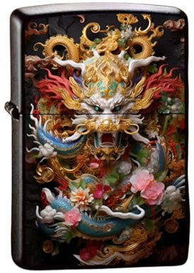 junweideyi Feuerzeug mit chinesischem Drache, Jahr des Drachen, austauschbar für Zippo (nur Hülle), kompatible Einsatzgröße 3,6 cm x 1,2 cm x 5 cm (Stil 8)