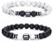 RANKEEF Perlenarmband Herren, 8 mm Perlenarmbänder Set, Stretch-Armbänder Herren, Verstellbares Schwarzes Kristall-Perlenarmband Perlen Armband Herren