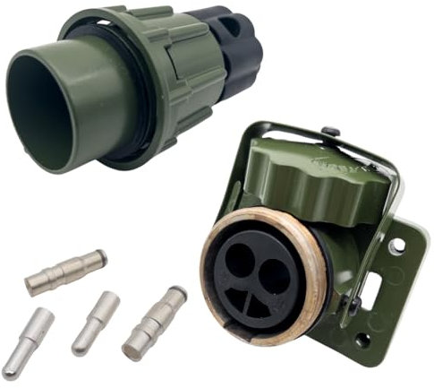 SERTPLAS 2 polige NATO Steckdose mit Stecker 50mm² 2 Poliger NATO Stecker 24V NATO Steckdose Stecker Eignung für 12V/ 24V passend Militärfahrzeuge, Feuerwehrfahrzeuge, Land & Baumaschinen, LKW