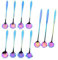 Lot de 11 cuillères à fleurs colorées - Cuillères à café - Cuillère exquise - Cuillère en acier inoxydable - Cuillère à dessert - Accessoires de cuisine