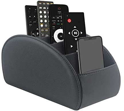 WAYIFON Fernbedienungshalter mit 5 Taschen, Große Halterung für TV, DVD,4K Stick und Bluray Fernbedienungen, Fernbedienung Aufbewahrung für Stifte,L-Schwarz