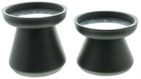 Kerzenhalter Black, 2er Set, MDF, lackiert Maße: Ø 10 x 8 cm, Ø 10 x 10 cm, ohne Kerzen