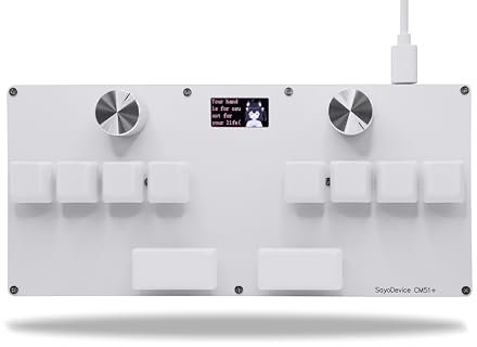 BTXETUEL SayoDevice CM51+ Rapid Trigger Keyboard for OSU!、djmax... Rhythm Game with GATERON Hall Magnetic Linear Switches with Knob Custom Programmable Keypad (White-GATERON White Switches, CM51+)