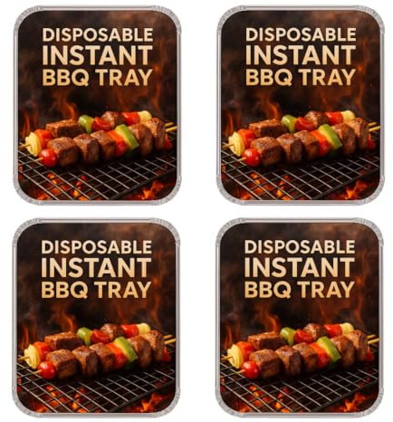 Disposable BBQ Instant Grill Charcoal Instant Light Charcoal Barbecues Grill Tray Outdoor Camping Summer Garden 4 Pack