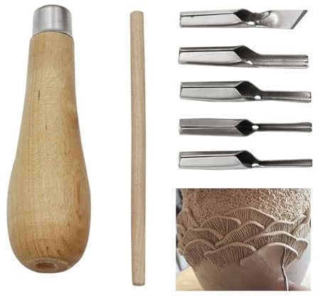 JOYOLA Schneiden Stempel Schnitzen Werkzeuge, Linoleum-Schnitzwerkzeuge Kit mit 5 Klingen, Holzschnitzwerkzeug Set, Gravurmesser für Schneiden und Bearbeiten von Linoleum, Schnitzereien