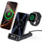 SwanScout Cargador Inalámbrico para iPhone, SwanScout 708A, Estación de Carga 3 en 1 para iPhone Serie 16/15/14/13/12, Base de Carga Plegable para Apple Watch Ultra 2/10/9, para AirPods(Sin Adaptador)