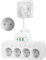 Prise Multiple USB,Multiprise Murale 4 Prises Frontales Françaises avec Terre 2P+T,Prise avec Interrupteur Individuel,Multiprise Electriqu Parafoudre Secteur Chargeur USB Câble Court 0,1M,Blanc