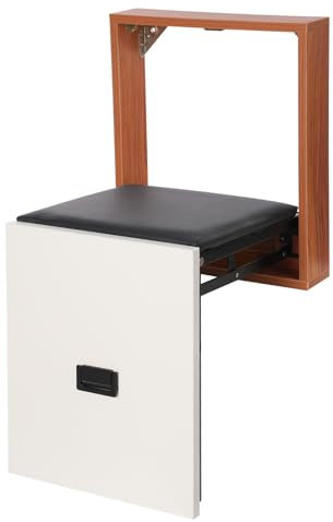 gegeweeret Faltbarer Wandhocker,Schuhwechselhocker,wandmontierte ultradünner Klappstuhl für Eingangsbereiche,die Installation an der Wand des Schuhschranks (Farbe Nussbaumholz)