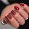 DMQ Short Press on Nails with Glue, 24Pcs Wine Red Glitter False Nails, Square Shimmer Fake Nails, Elegant Red Nail Tips, Full Cover Stick on Nail for Women Girls New Year Nail Art
