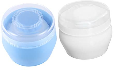 BESTonZON Tragbare Puderquaste Mit Behälter 2 Stück (blau Weiß) Flauschig Leichter Talkumpuder Container Für Zuhause Und Unterwegs