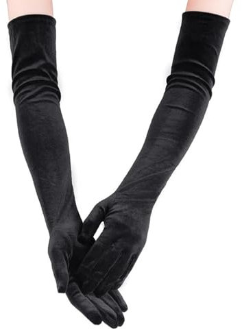 lokxmve Handschuhe Lang Schwarz 1 Paar Satin Handschuhe Damen Elegant 1920er Classic Opernhandschuhe Abendhandschuhe für Damen Mädchen Hochzeit Prom Fasching Party Halloween Karneval Kostüm Zubehör