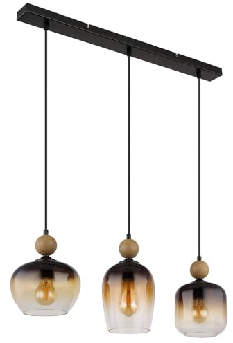 GLOBO Pendant Light Pendant Lamp Ceiling Light Dining Room Light Glass Amber 3 Bulbs