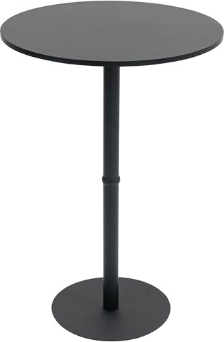 CLP Stehtisch Hereford rund I Metalltisch mit runder Tischplatte aus Holz I Standsicherer Bistrotisch, Farbe:schwarz/schwarz, Größe:75 cm