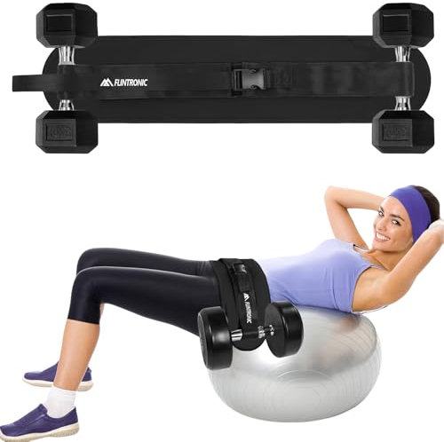 flintronic Hip Thrust Gürtel, für Kurzhanteln und Kettlebells, Hip Thrust Belt mit Verstellbarem Klettverschluss für Fitness und Pilates Zuhause (Schwarz)