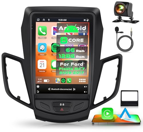 6G+128G 8 Core Wireless Carplay Android Autoradio für Ford Fiesta MK7 2009-2016 9,7 Zoll Touchscreen Autoradio mit Android Auto GPS Navi WiFi Mirror Link Bluetooth FM/RDS/DSP EQ/USB/SWC Rückfahrkamera