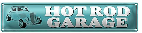 Vintage Blechschild | Hot Rod Garage | Retro Metall Deko | 10 x 46cm