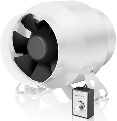 Hon&Guan HI-PE Rohrventilator 100mm Super Luftmenge 360m³/h Energieeinsparung EC-Motor Geräuscharm Rohrlüfter Lüftungsgebläse für Growzelt Gewächshaus Garage Küche Belüftung