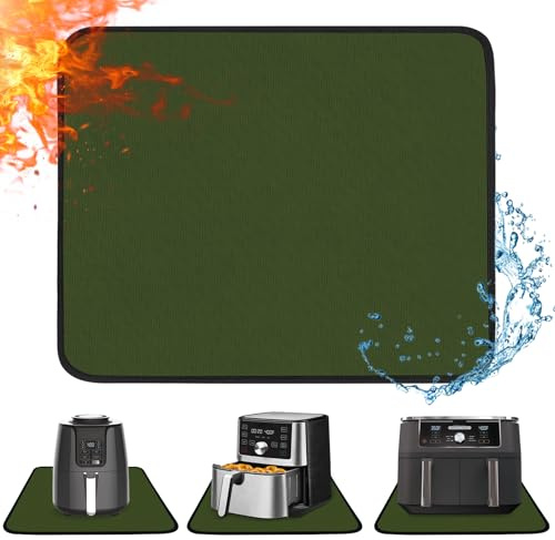 Khongoo Heat Resistant Mat for Air Fryer, 30x45x0.1cm Heat Mat to Protect Countertop, Air Fryer Accessories Compatible with Ninja, Cosori, Tefal, Heatproof Pad for Coffee Machine, Oven (Green)